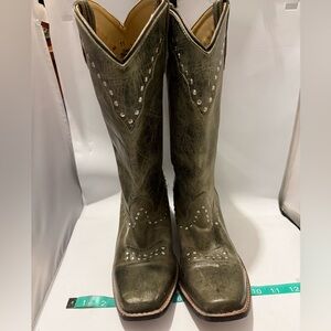 Smokey Mountain Boots Gray Leather Western Cowboy Studded Boots sz 11